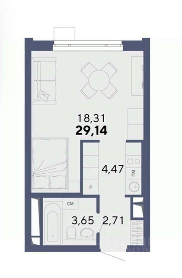29 м², квартира-студия 6 900 000 ₽ - изображение 1