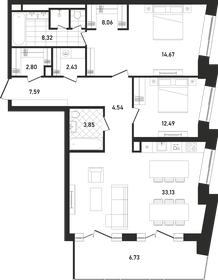 110,6 м², 2-комнатная квартира 75 421 424 ₽ - изображение 20