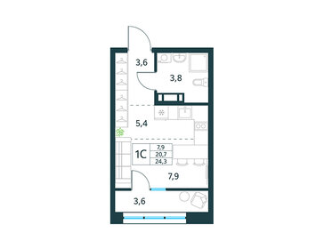 Квартира 24,3 м², студия - изображение 1