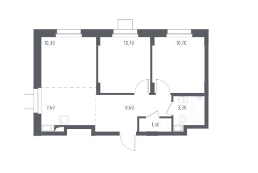 52,8 м², 3-комнатные апартаменты 6 300 000 ₽ - изображение 1