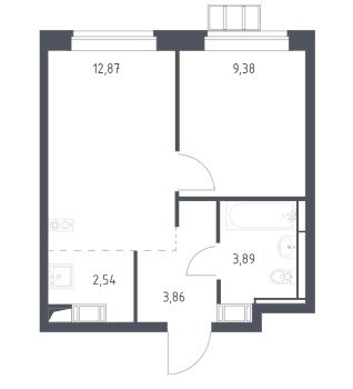 32,5 м², 2-комнатная квартира 7 000 000 ₽ - изображение 1