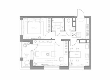 Квартира 54,2 м², 2-комнатная - изображение 1