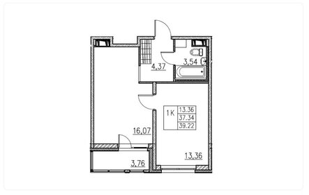 Квартира 39,2 м², 1-комнатная - изображение 1