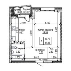 Квартира 37,8 м², 1-комнатная - изображение 3