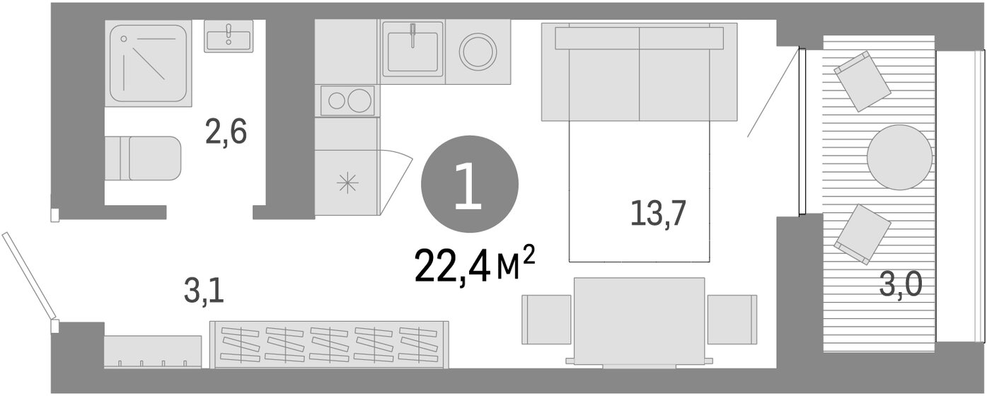 23 м², квартира-студия 5 200 000 ₽ - изображение 1