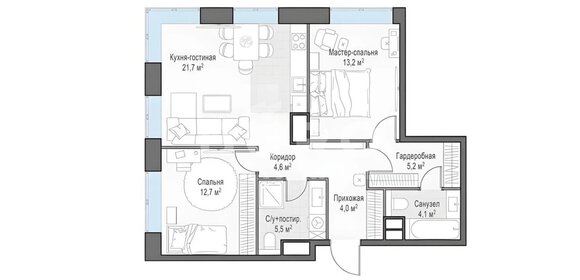 Квартира 71 м², 2-комнатная - изображение 1