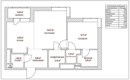 Квартира 51,8 м², 2-комнатная - изображение 1