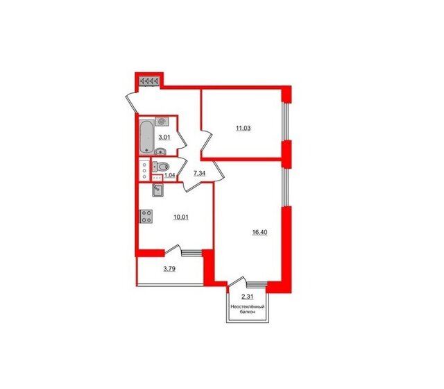 51,4 м², 2-комнатная квартира 15 500 000 ₽ - изображение 1