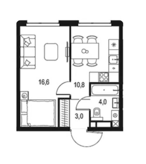 34,4 м², 1-комнатная квартира 11 190 000 ₽ - изображение 1