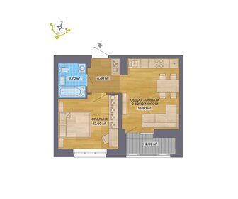 Квартира 40 м², 1-комнатная - изображение 2