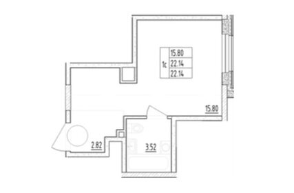 Квартира 22,1 м², студия - изображение 1