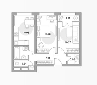 Квартира 52 м², 2-комнатная - изображение 1