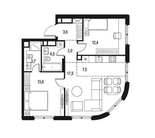 Квартира 64,8 м², 3-комнатная - изображение 1