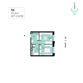 45,4 м², 1-комнатная квартира 22 636 440 ₽ - изображение 20