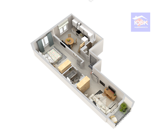 Квартира 58,8 м², 1-комнатная - изображение 3