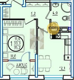 Квартира 35,2 м², 1-комнатная - изображение 1