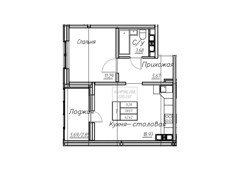 42,9 м², 1-комнатная квартира 4 201 260 ₽ - изображение 13