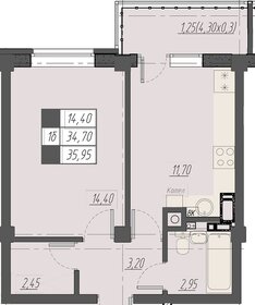 Квартира 36 м², 1-комнатная - изображение 1