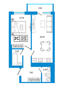 49 м², 2-комнатная квартира 5 690 000 ₽ - изображение 32