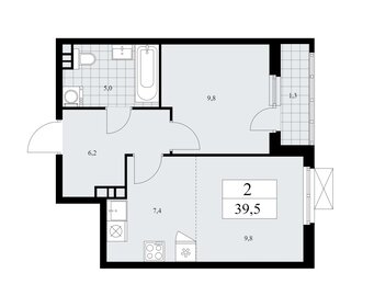 Квартира 39,5 м², 2-комнатная - изображение 1