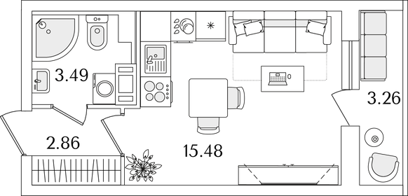 25,3 м², квартира-студия 6 000 000 ₽ - изображение 80