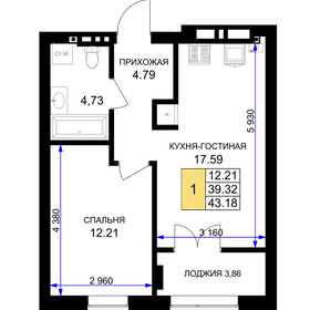 43,2 м², 1-комнатная квартира 4 150 000 ₽ - изображение 45