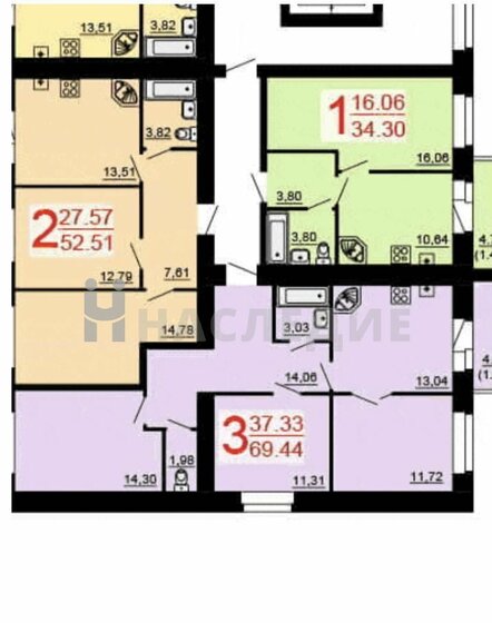 53 м², 2-комнатная квартира 7 450 000 ₽ - изображение 1