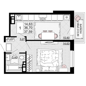 36 м², 2-комнатная квартира 3 000 000 ₽ - изображение 63