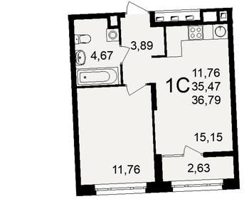 Квартира 36,8 м², 1-комнатная - изображение 1