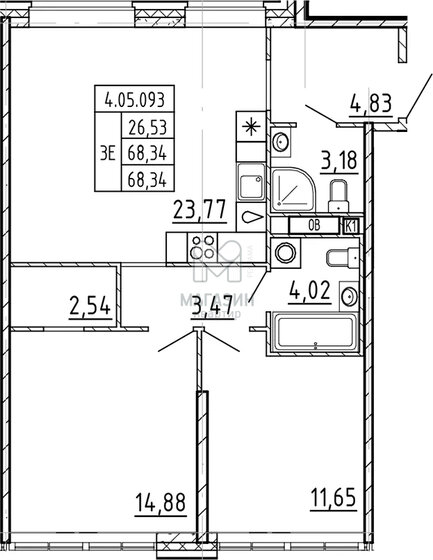 68,3 м², 2-комнатная квартира 32 500 000 ₽ - изображение 1