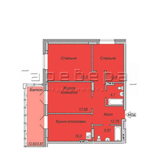 95 м², 3-комнатная квартира 14 262 000 ₽ - изображение 1