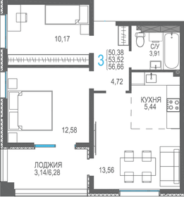 54,4 м², 3-комнатная квартира 8 979 300 ₽ - изображение 25