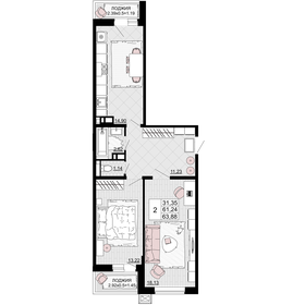 65 м², 2-комнатная квартира 7 350 000 ₽ - изображение 39