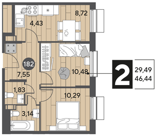 46,4 м², 2-комнатная квартира 6 654 852 ₽ - изображение 62