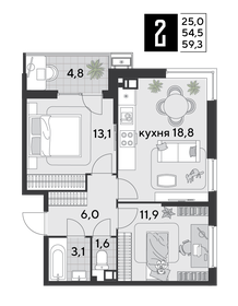 57,5 м², 2-комнатная квартира 4 950 000 ₽ - изображение 81