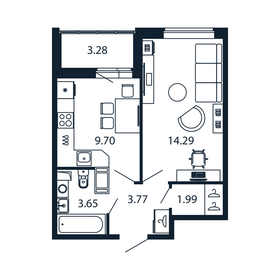 Квартира 35 м², 1-комнатная - изображение 1