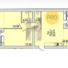 Квартира 81,3 м², 2-комнатная - изображение 1