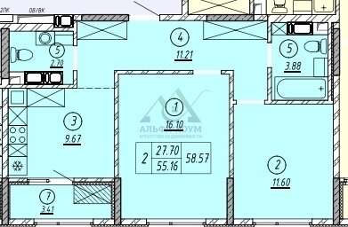 Квартира 58,6 м², 2-комнатная - изображение 5