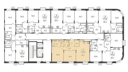 Квартира 73,4 м², 2-комнатная - изображение 2