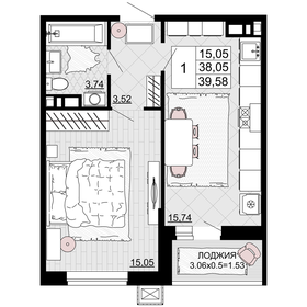 39,4 м², 1-комнатная квартира 5 500 000 ₽ - изображение 50