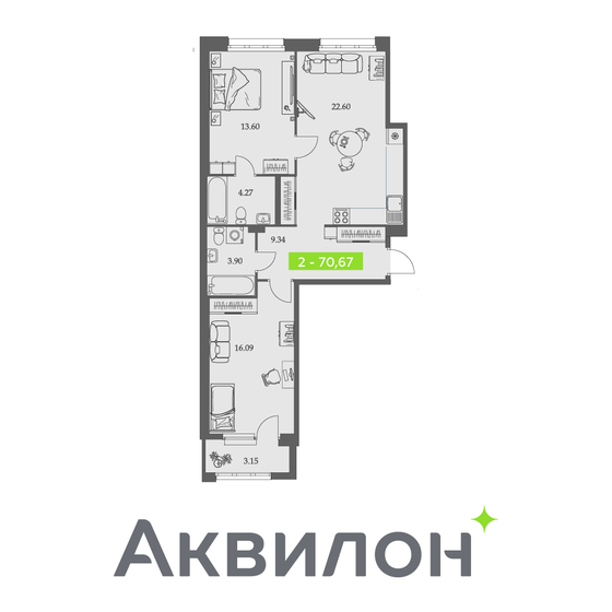 70,7 м², 2-комнатная квартира 11 305 714 ₽ - изображение 8