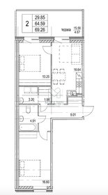 Квартира 69,3 м², 3-комнатная - изображение 1