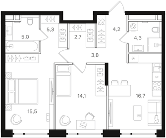 Квартира 29,8 м², студия - изображение 1