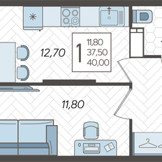 Квартира 40 м², 1-комнатная - изображение 2