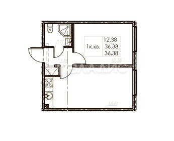 Квартира 36,4 м², 1-комнатная - изображение 1