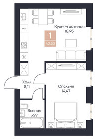 43,6 м², 1-комнатная квартира 5 228 400 ₽ - изображение 19