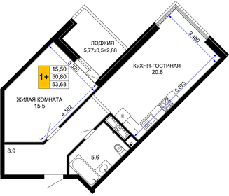 47,4 м², 1-комнатная квартира 9 309 360 ₽ - изображение 10