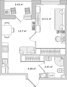 31,7 м², 1-комнатная квартира 6 700 000 ₽ - изображение 100