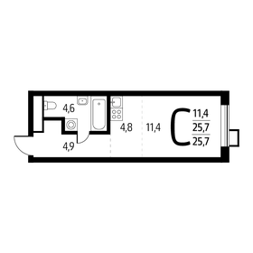 Квартира 25,7 м², студия - изображение 1