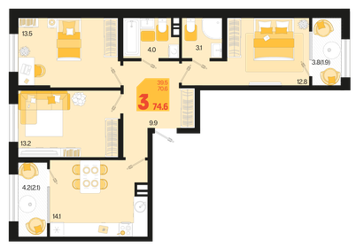 76,8 м², 3-комнатная квартира 10 060 800 ₽ - изображение 11